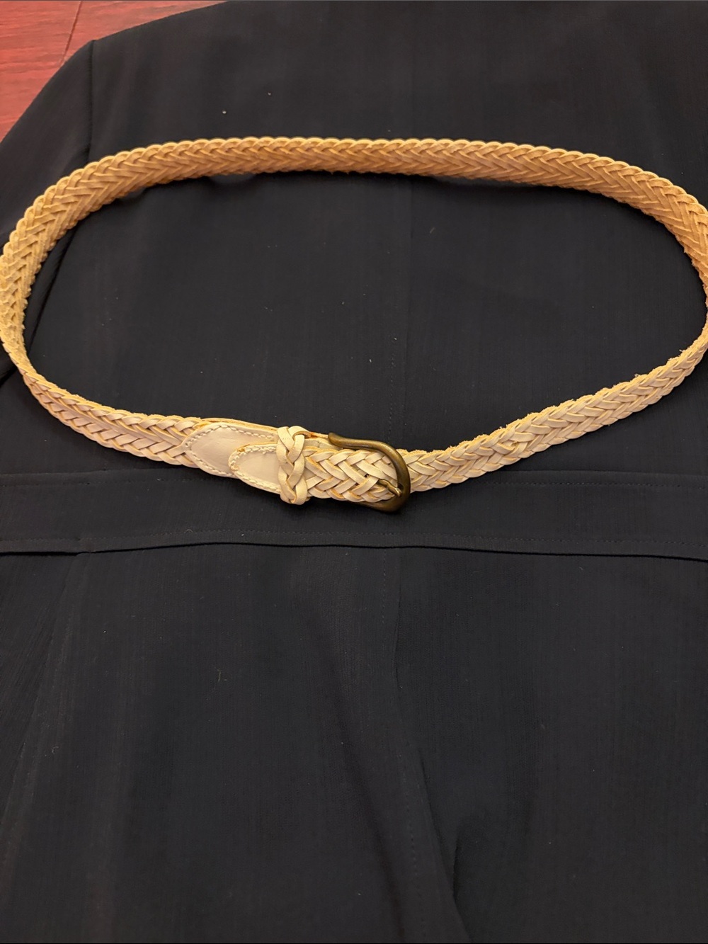 Echo Braided White Leather Belt with Buckle